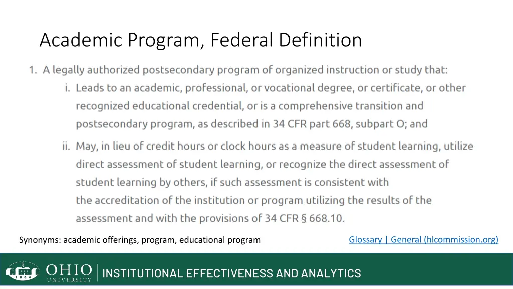 academic program federal definition