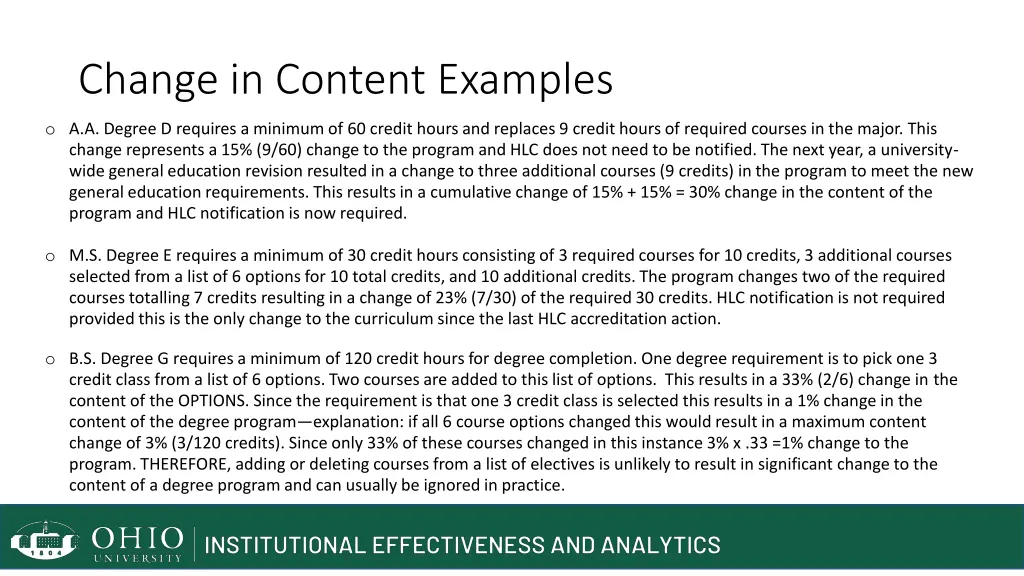 change in content examples