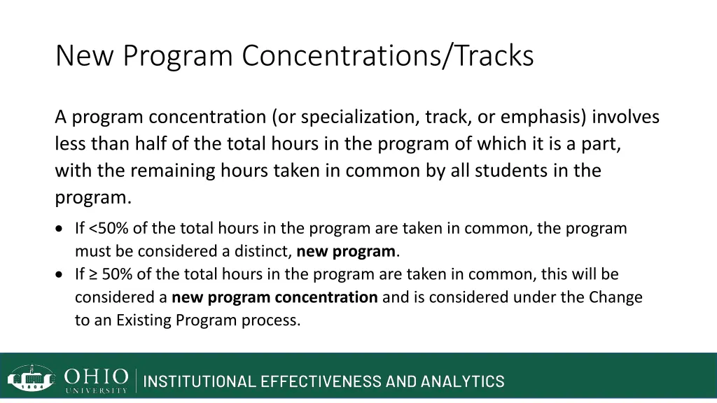 new program concentrations tracks