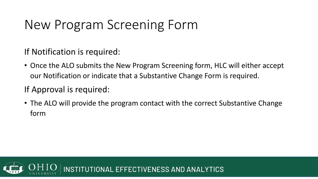 new program screening form