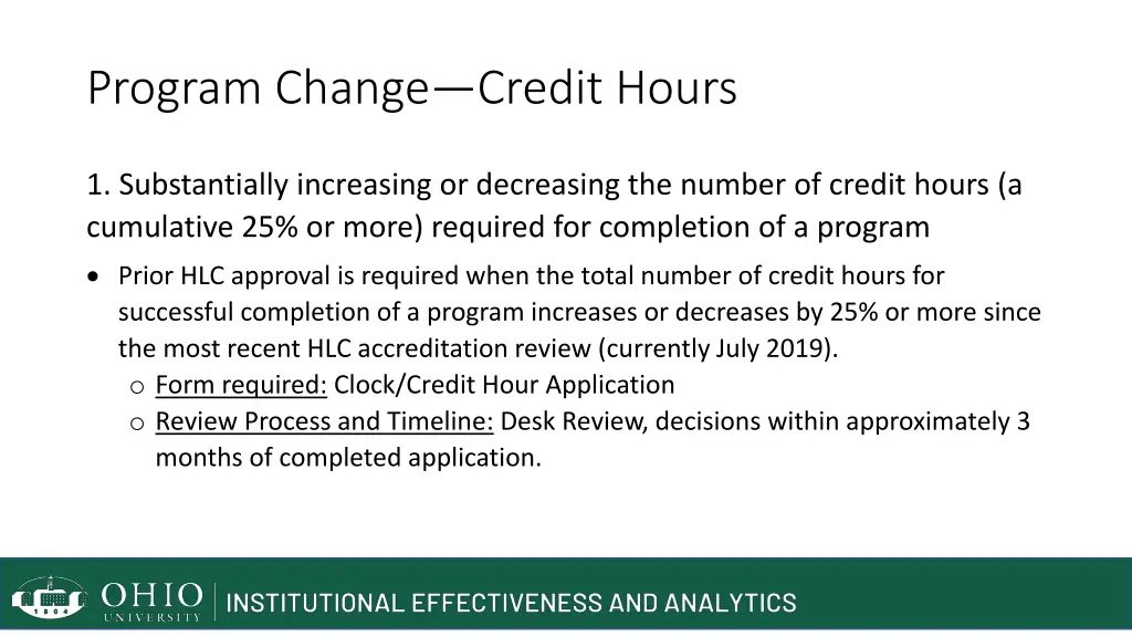 program change credit hours