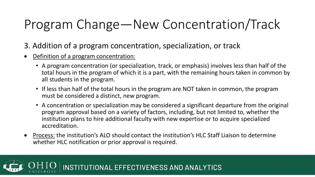 program change new concentration track