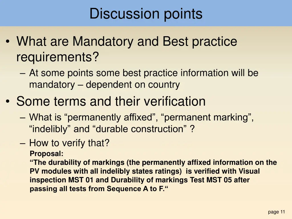 discussion points