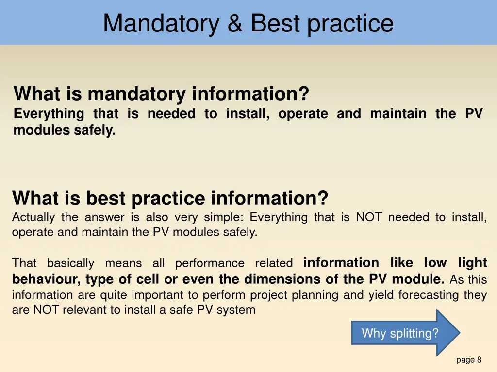 mandatory best practice