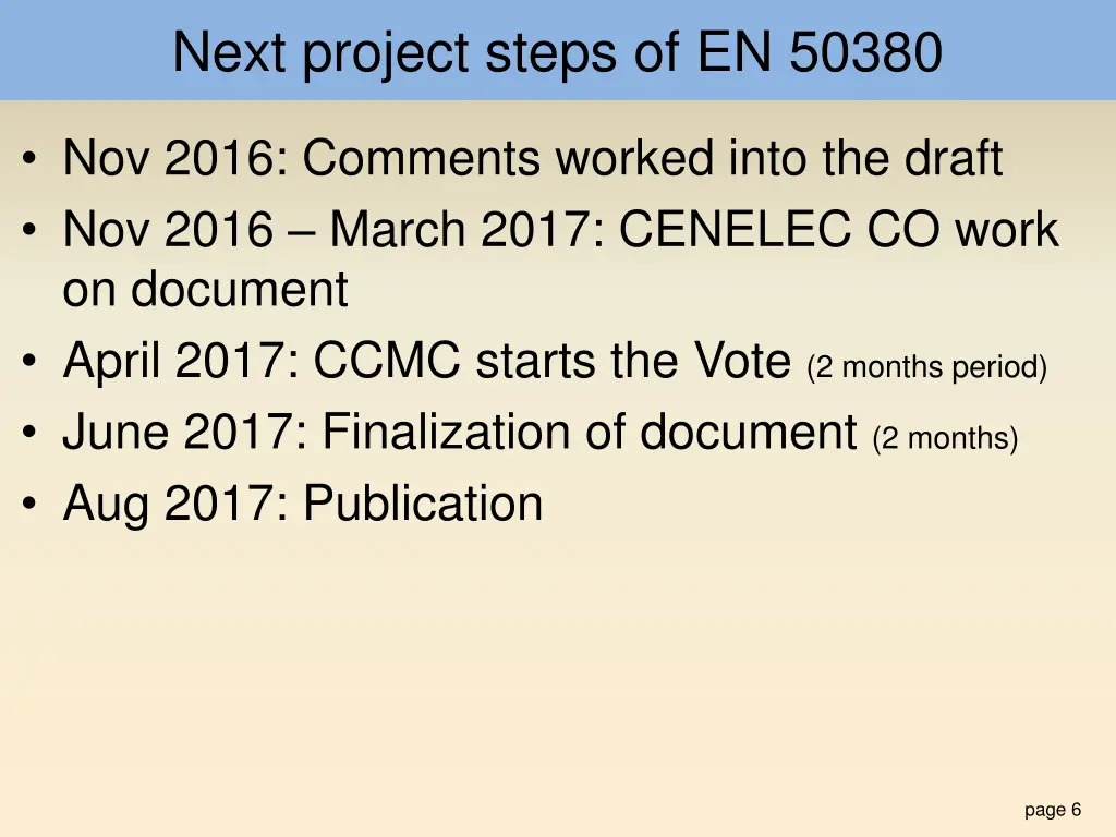 next project steps of en 50380