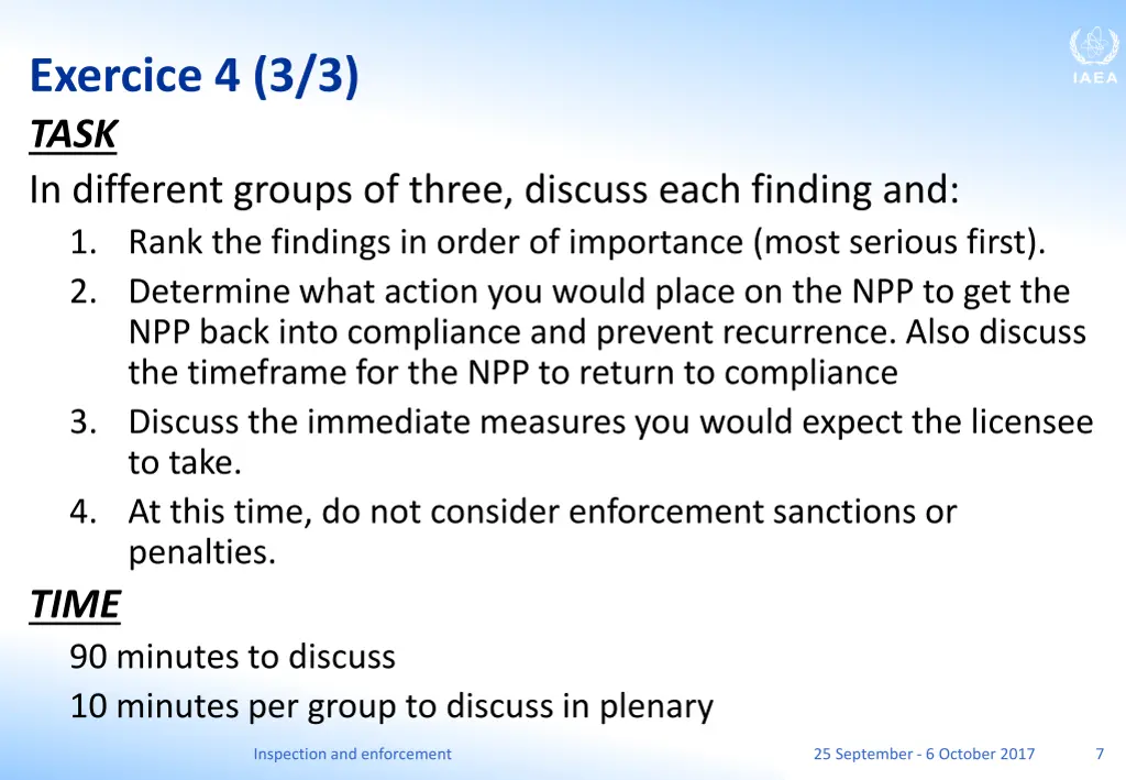 exercice 4 3 3 task in different groups of three
