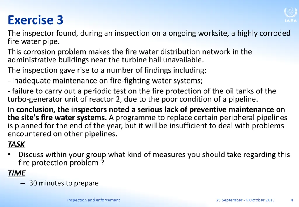 exercise 3 the inspector found during