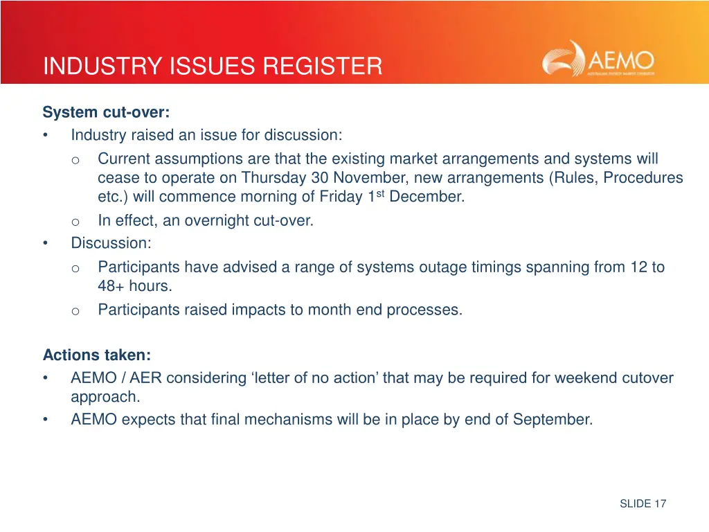 industry issues register