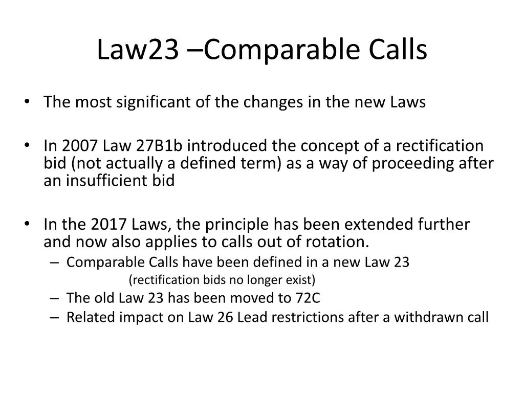 law23 comparable calls