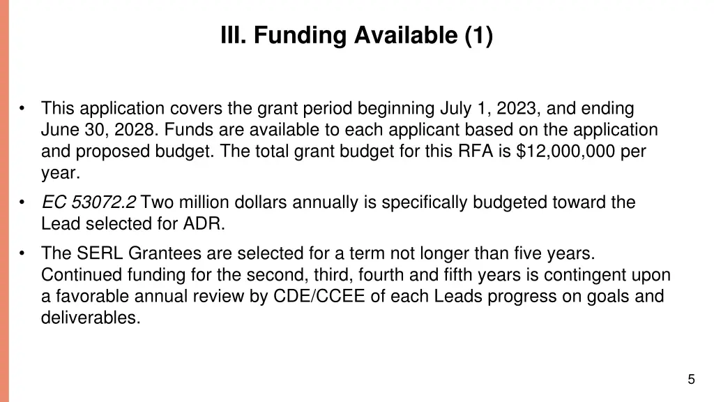 iii funding available 1