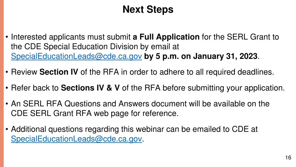 next steps