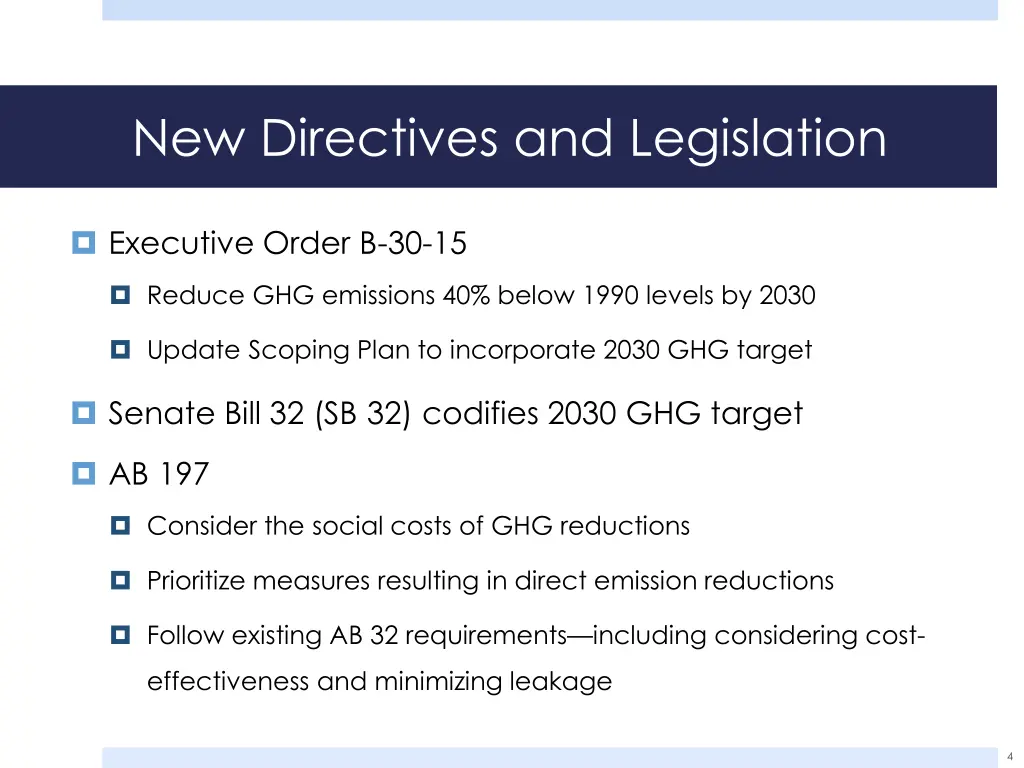 new directives and legislation