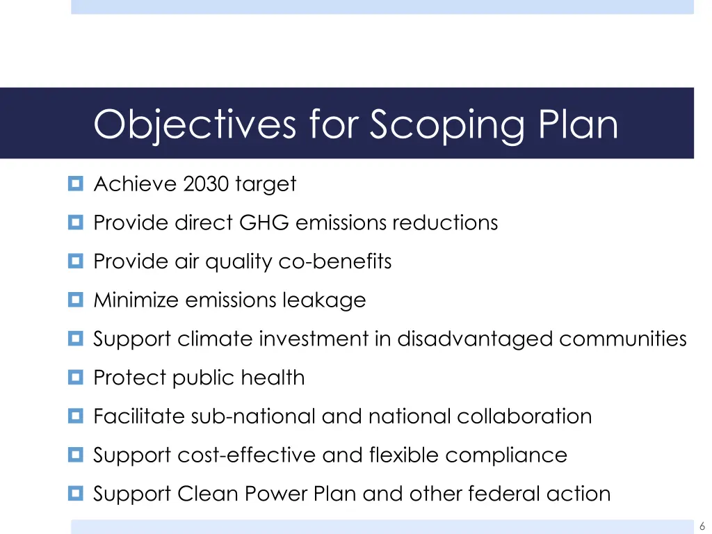 objectives for scoping plan
