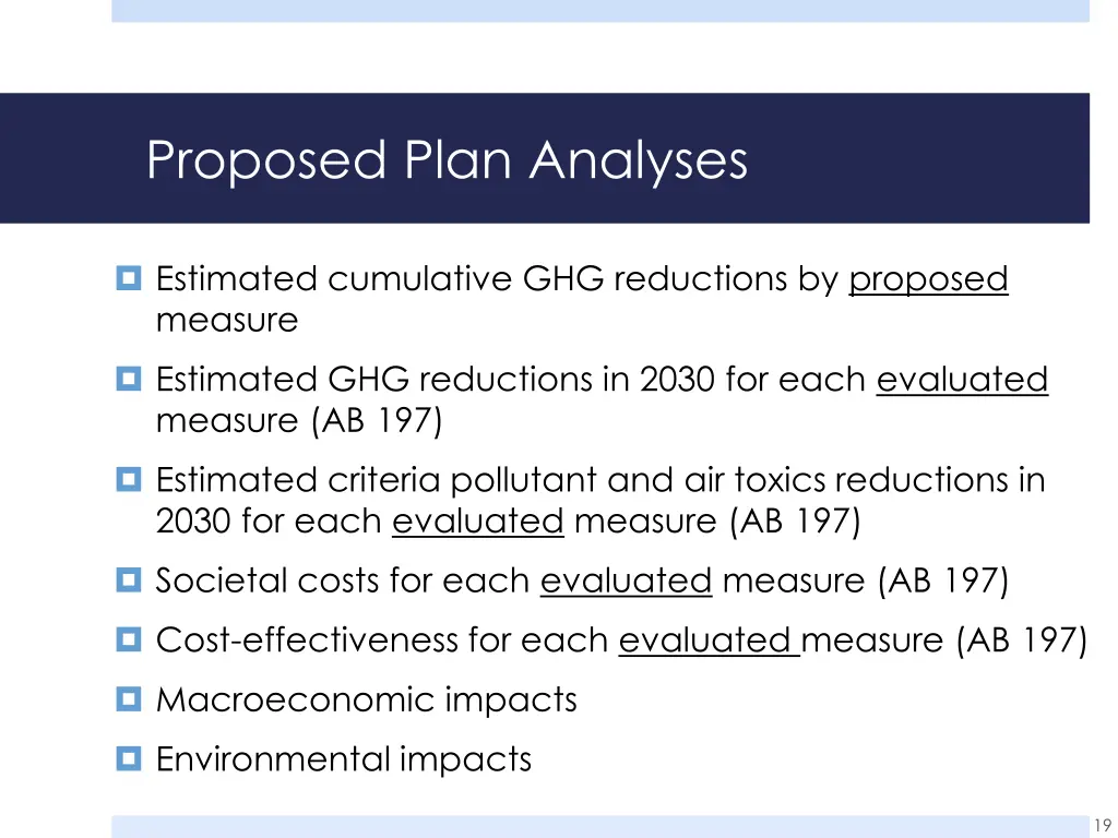 proposed plan analyses