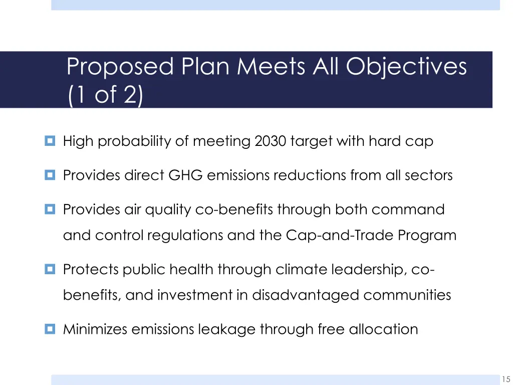 proposed plan meets all objectives 1 of 2