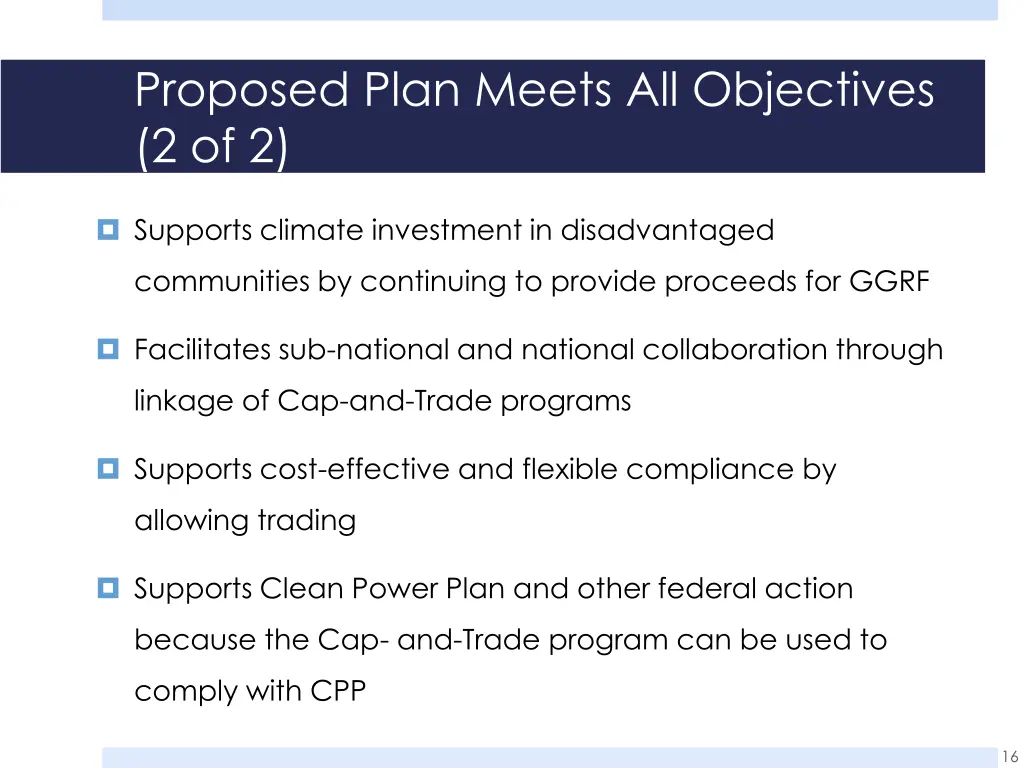 proposed plan meets all objectives 2 of 2