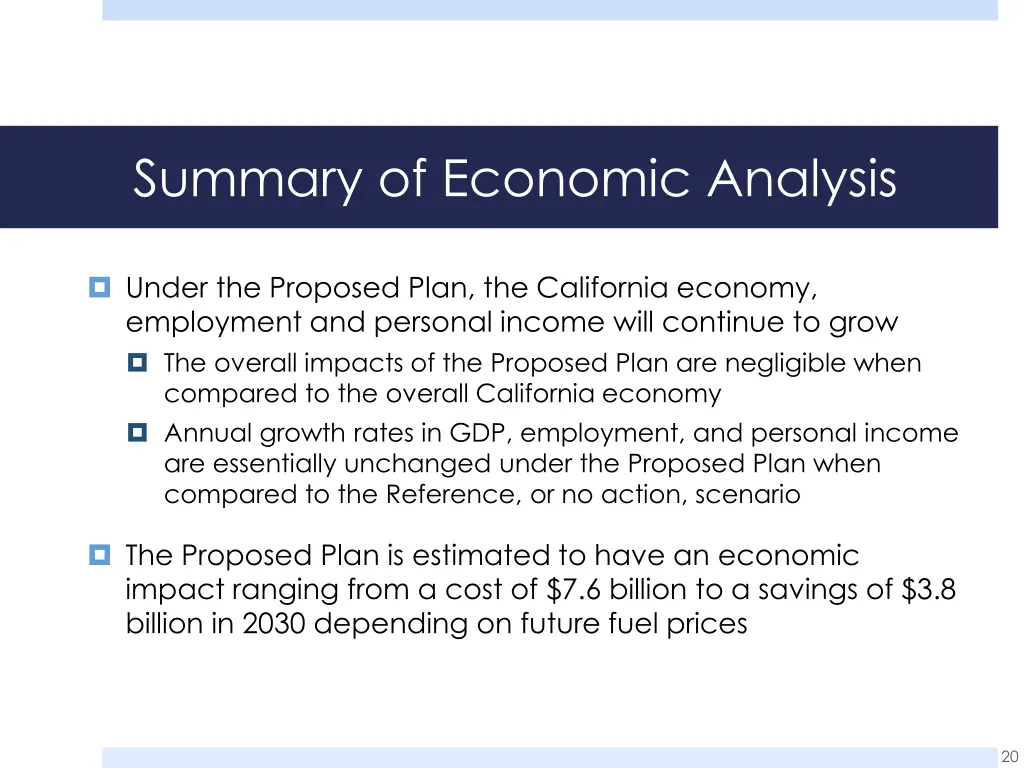summary of economic analysis