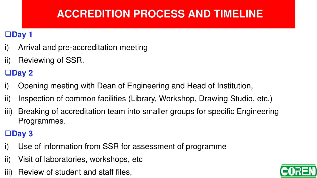 accredition process and timeline