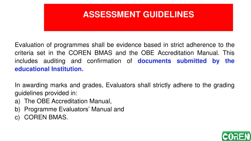 assessment guidelines