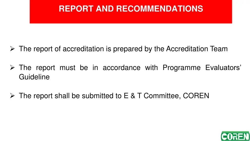 report and recommendations