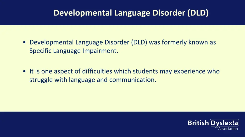 developmental language disorder dld