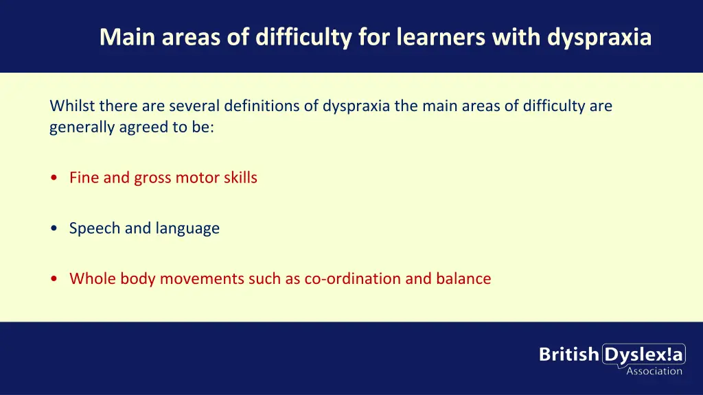 main areas of difficulty for learners with