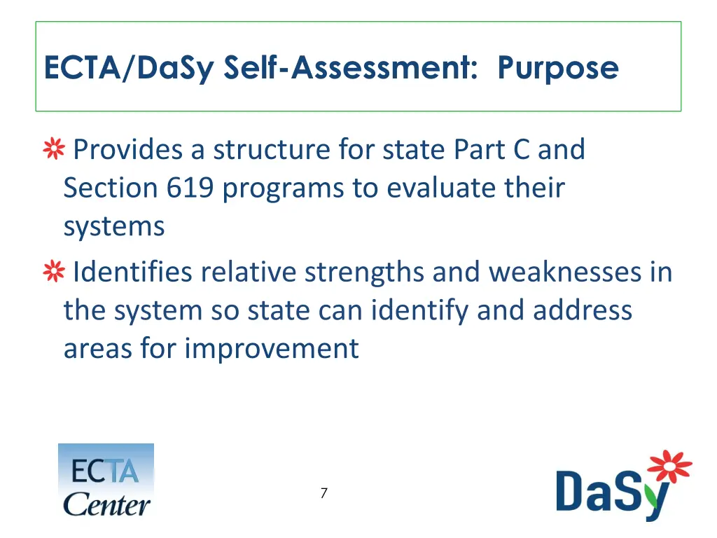 ecta dasy self assessment purpose