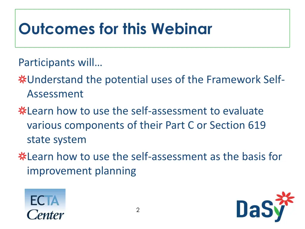 outcomes for this webinar