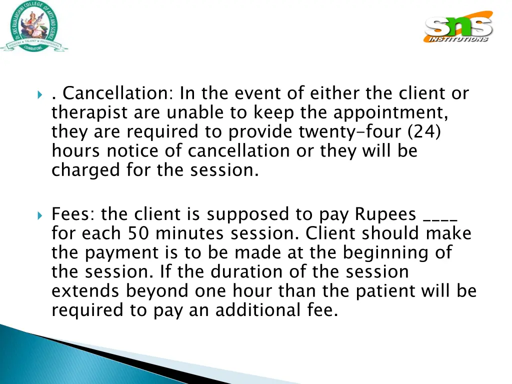 cancellation in the event of either the client
