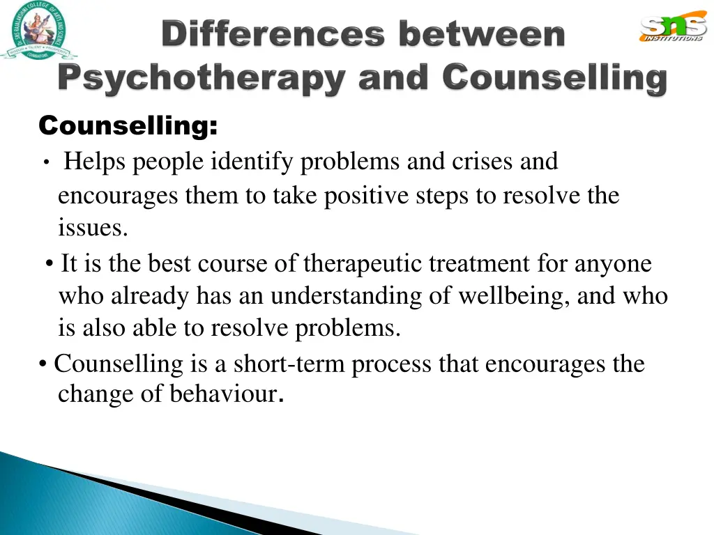 counselling helps people identify problems