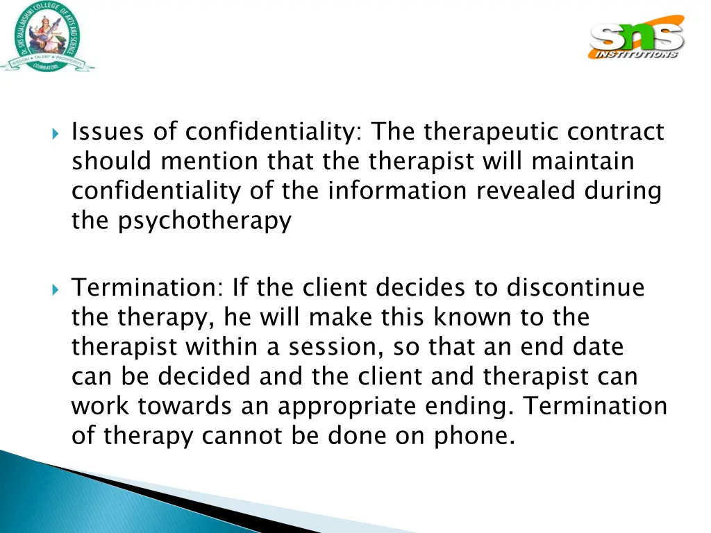issues of confidentiality the therapeutic