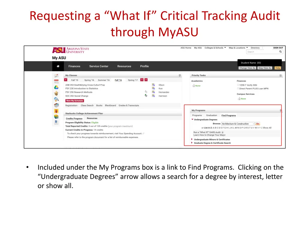 requesting a what if critical tracking audit