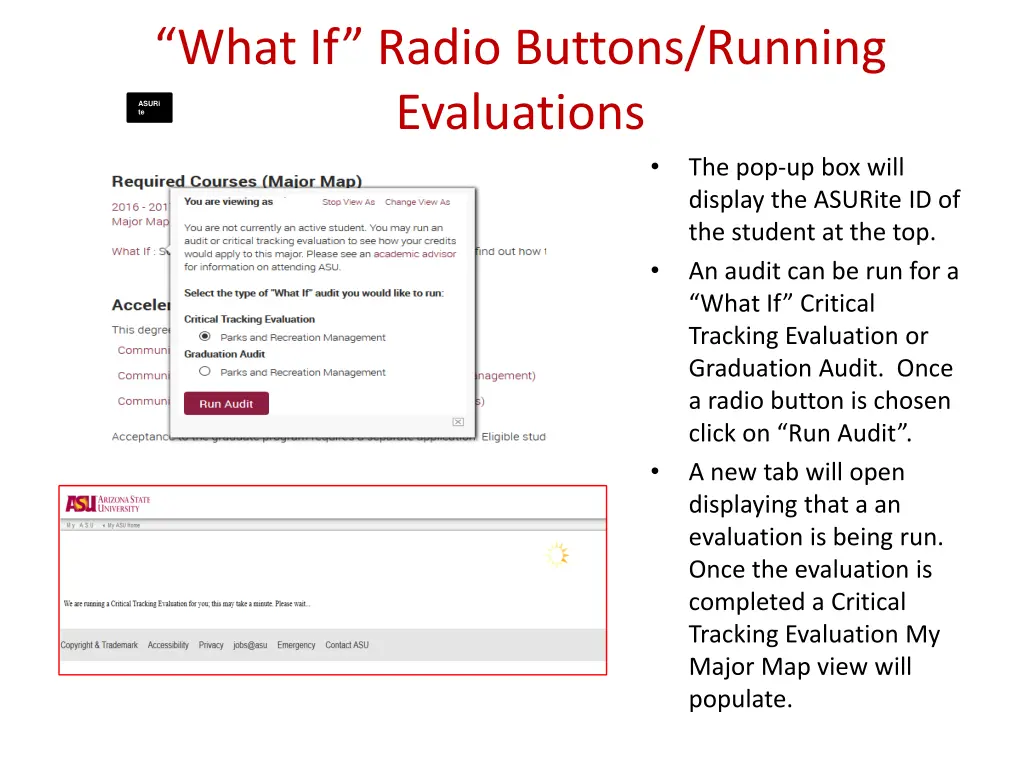 what if radio buttons running evaluations