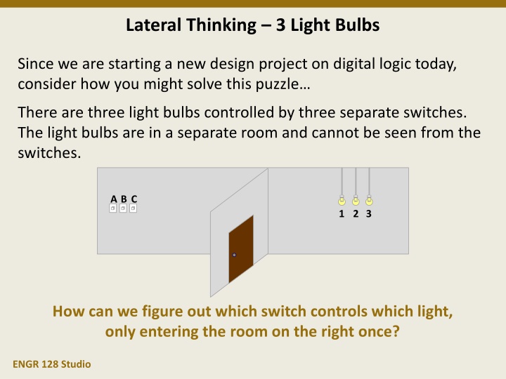 lateral thinking 3 light bulbs