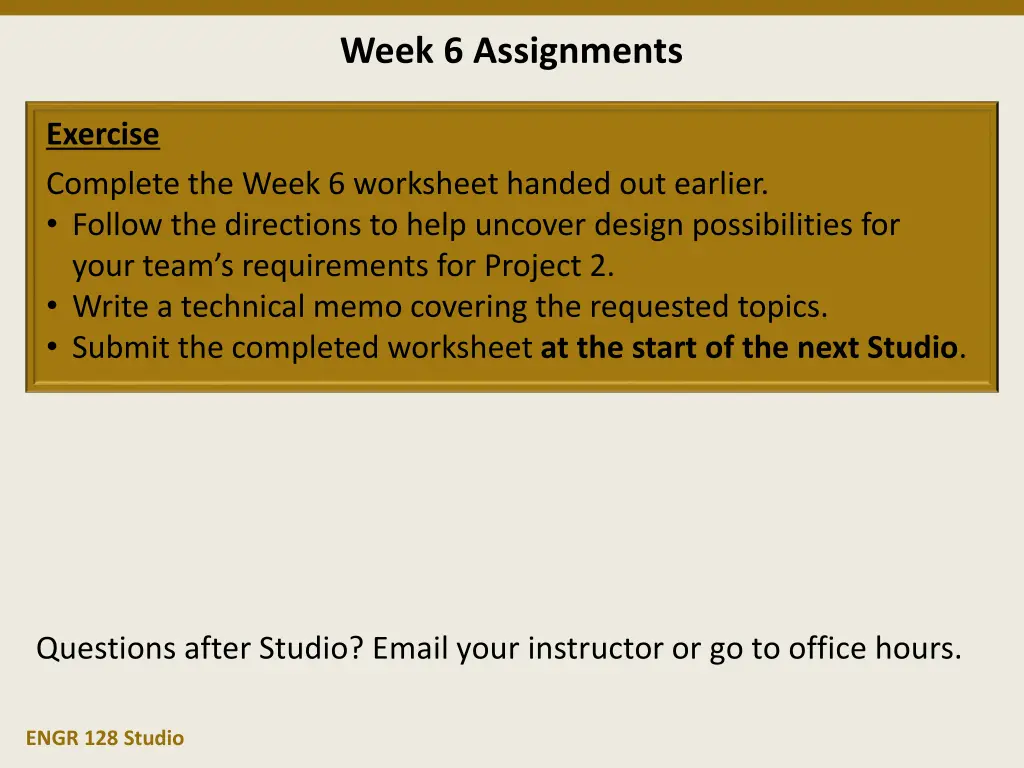 week 6 assignments