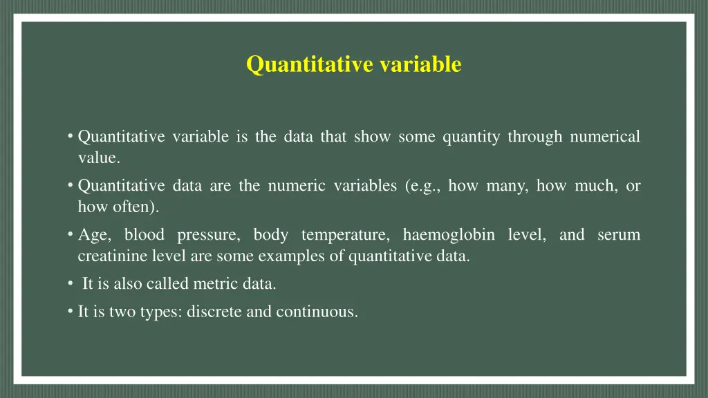 quantitative variable