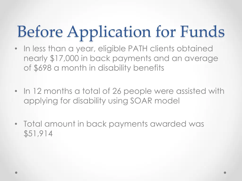 before application for funds in less than a year