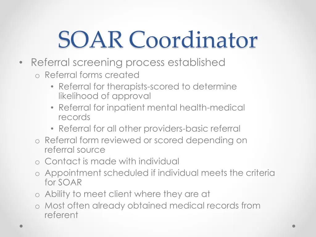 soar coordinator referral screening process
