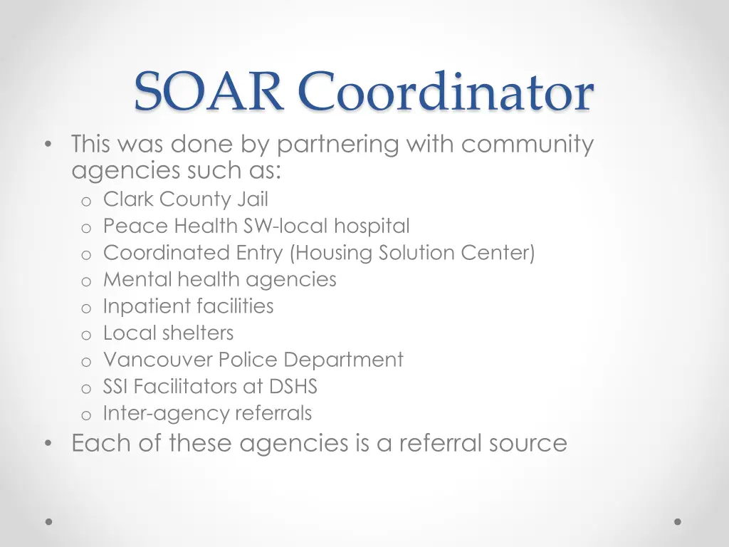 soar coordinator this was done by partnering with