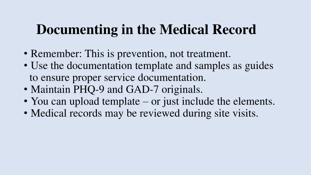 documenting in the medical record