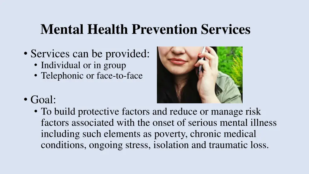 mental health prevention services