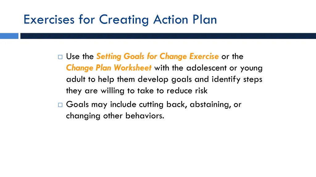 exercises for creating action plan