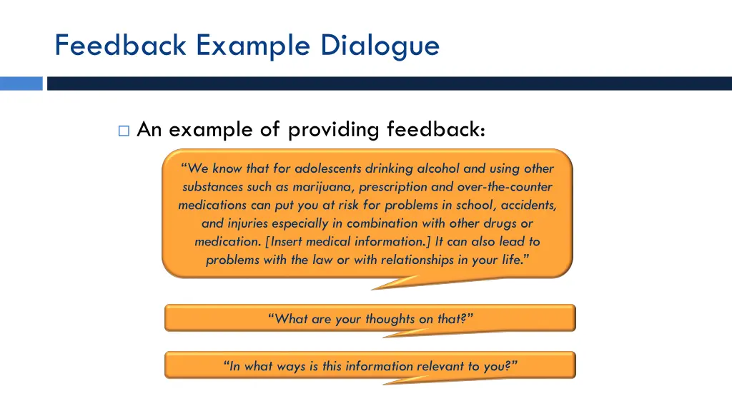 feedback example dialogue