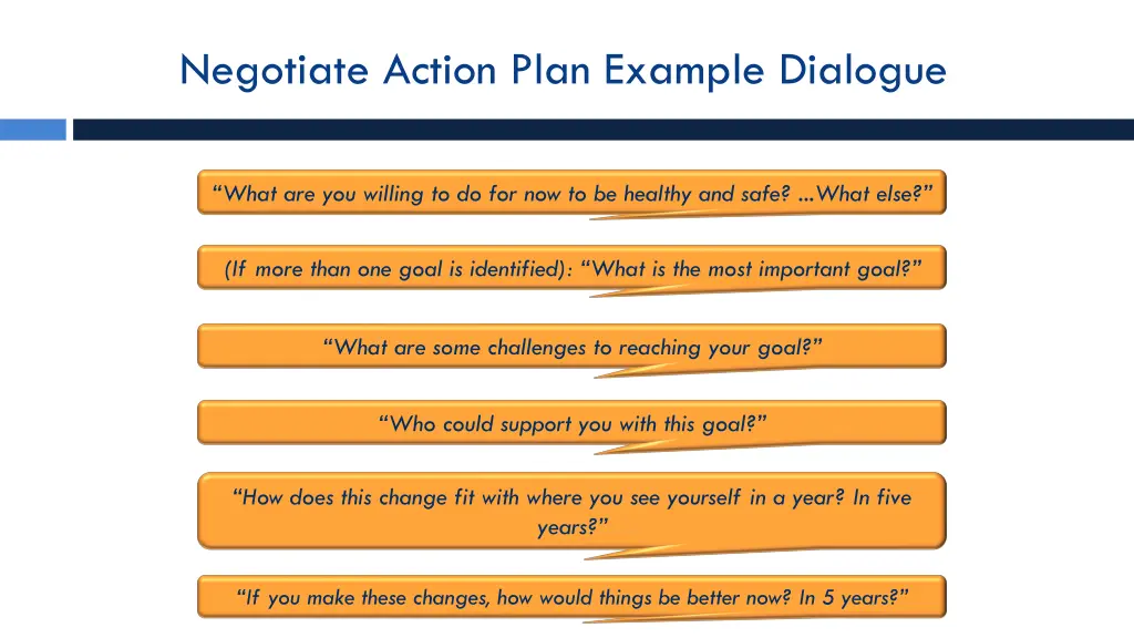 negotiate action plan example dialogue