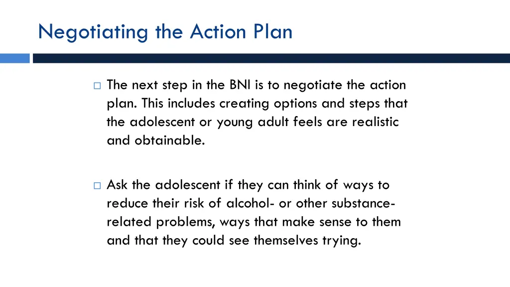 negotiating the action plan