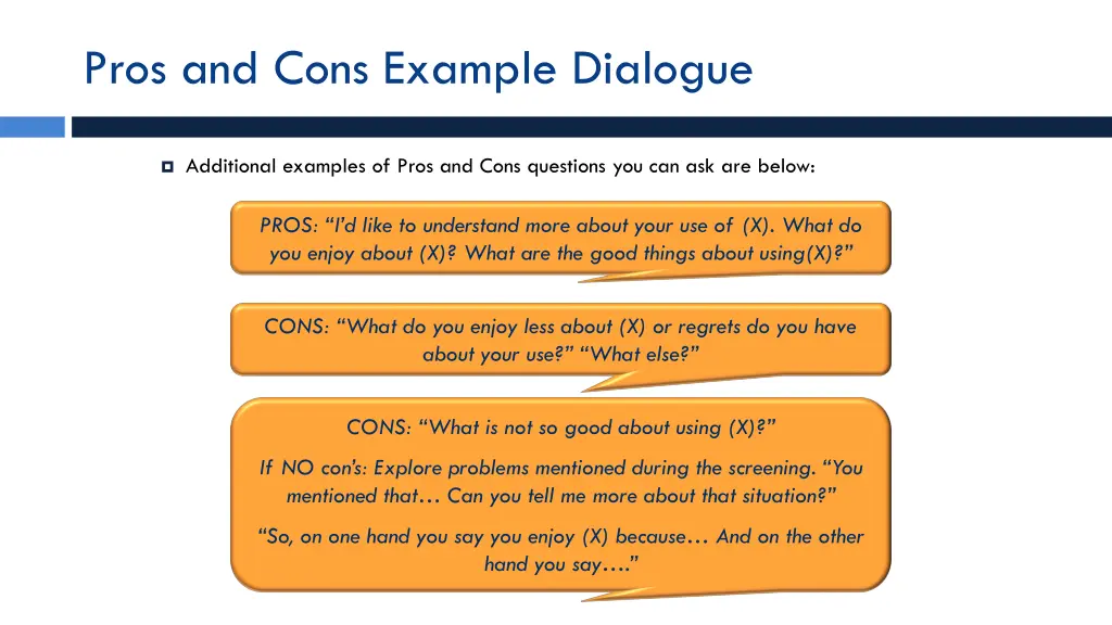 pros and cons example dialogue