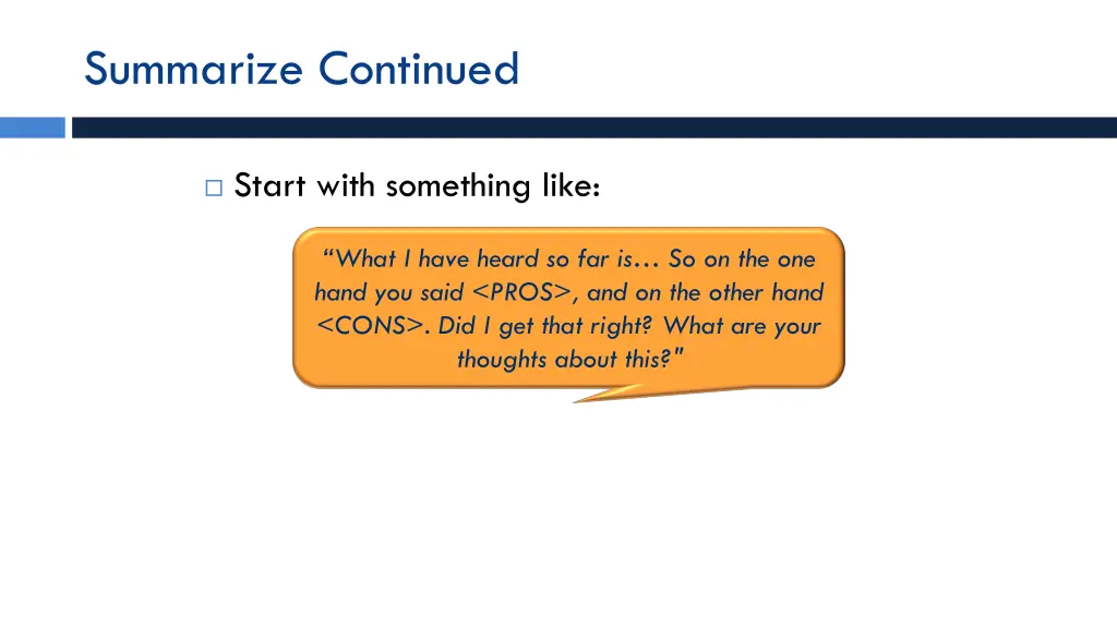 summarize continued