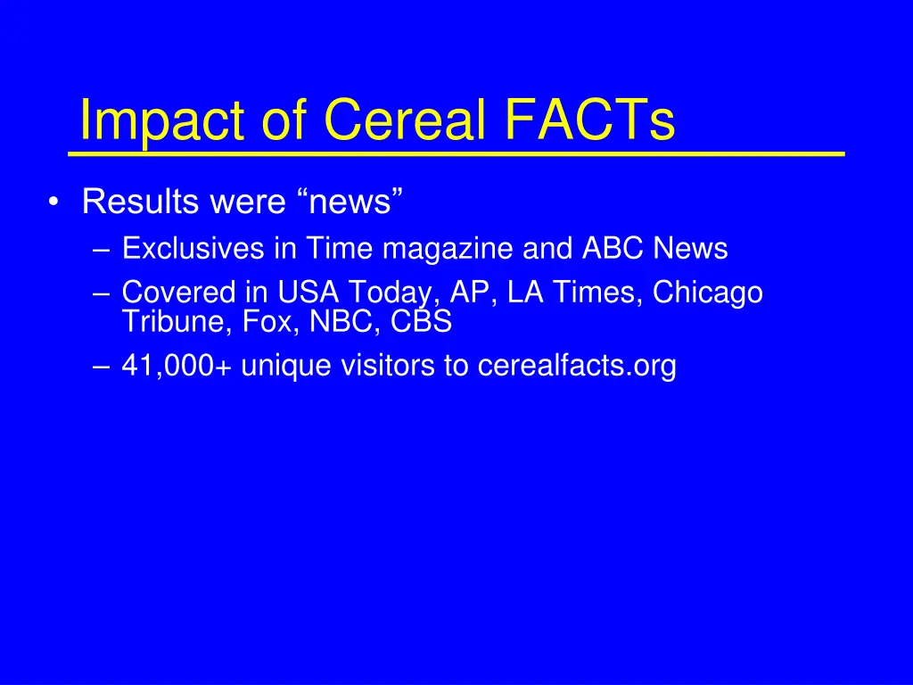 impact of cereal facts