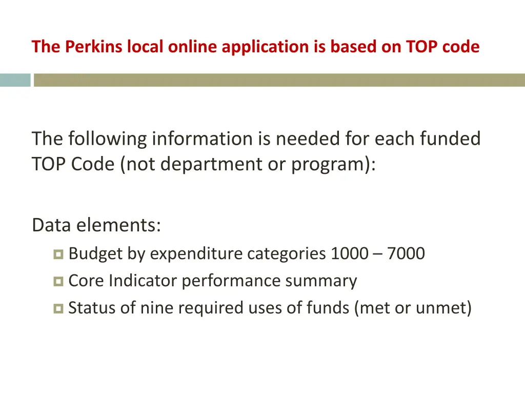 the perkins local online application is based