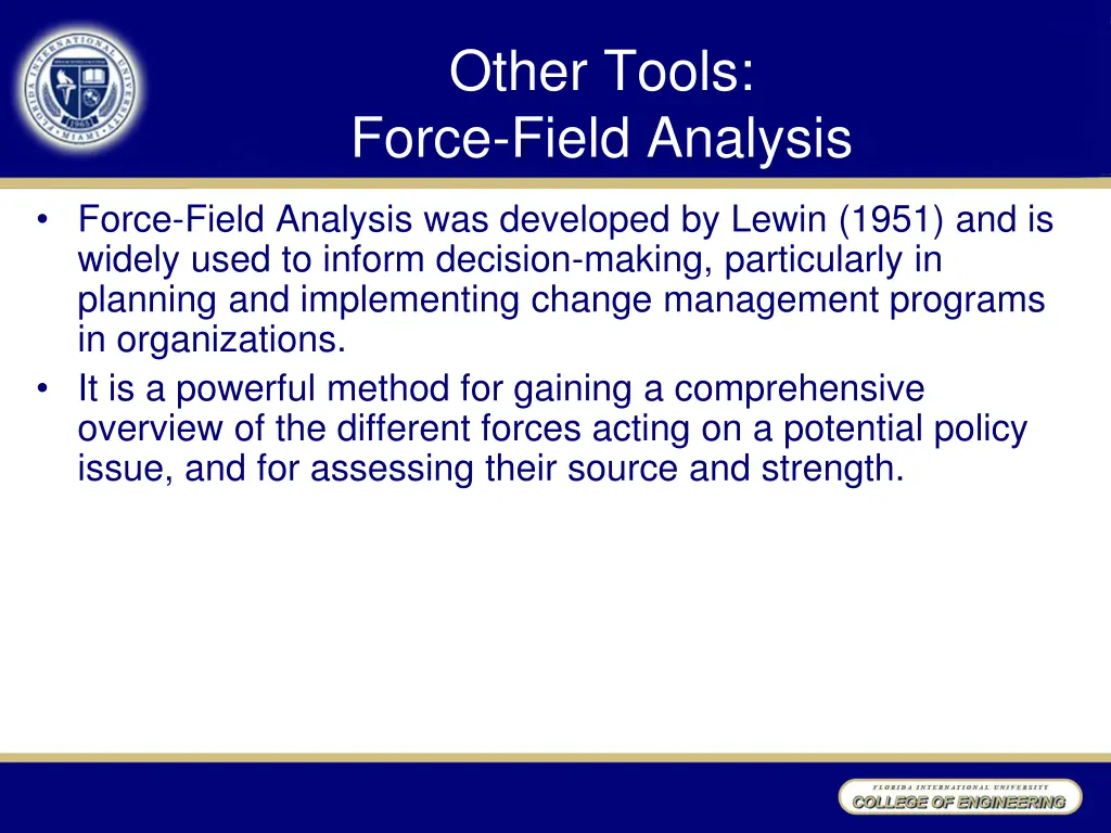 other tools force field analysis